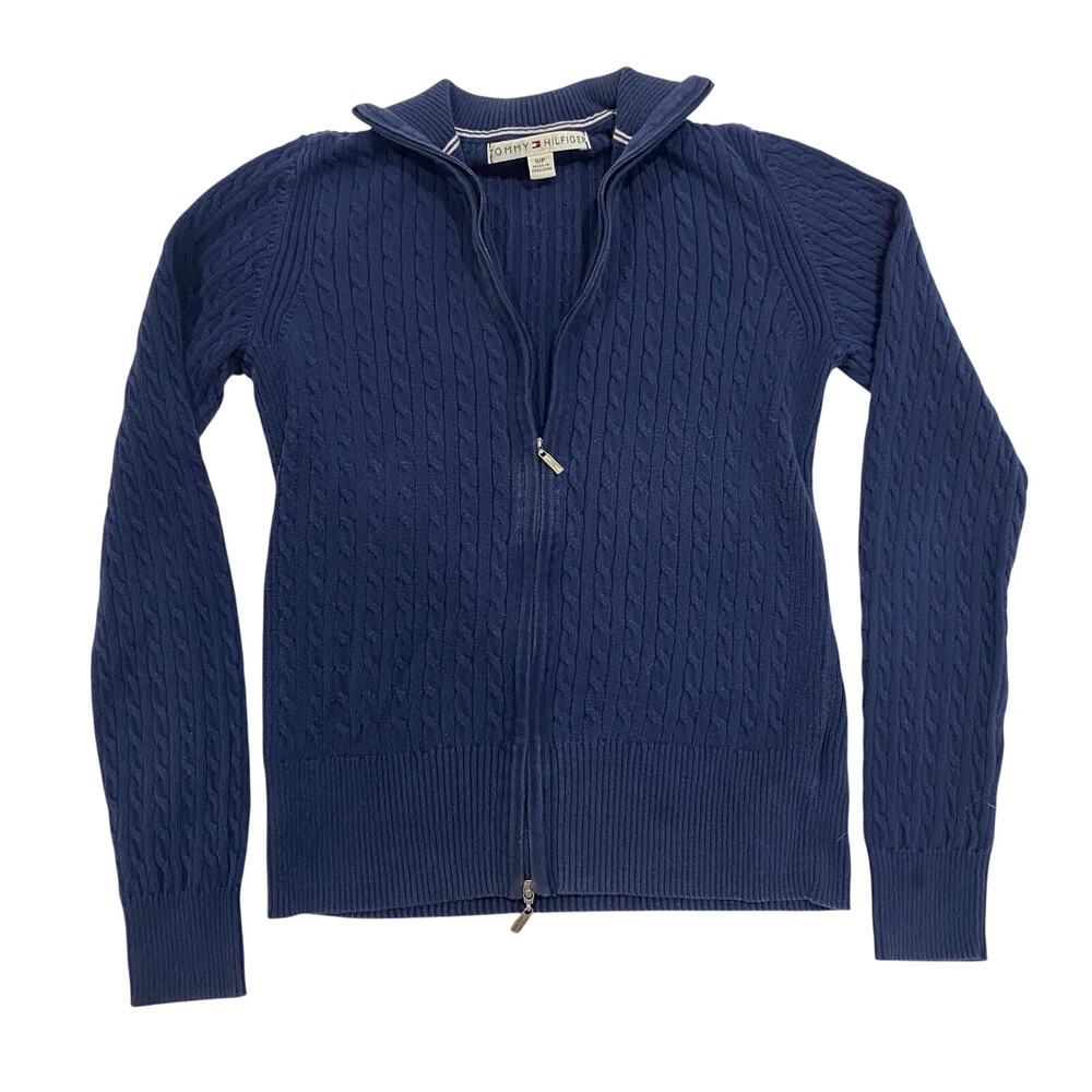VTG 2006 Tommy Hilfiger Sweater Jacket, Double Zipper, 100% Cotton, Small